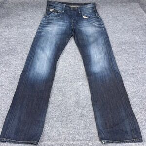 G-Star Raw 3301 Jeans Mens 34X36 Blue Denim 100% Cotton Blade Loose Fit Mid Rise